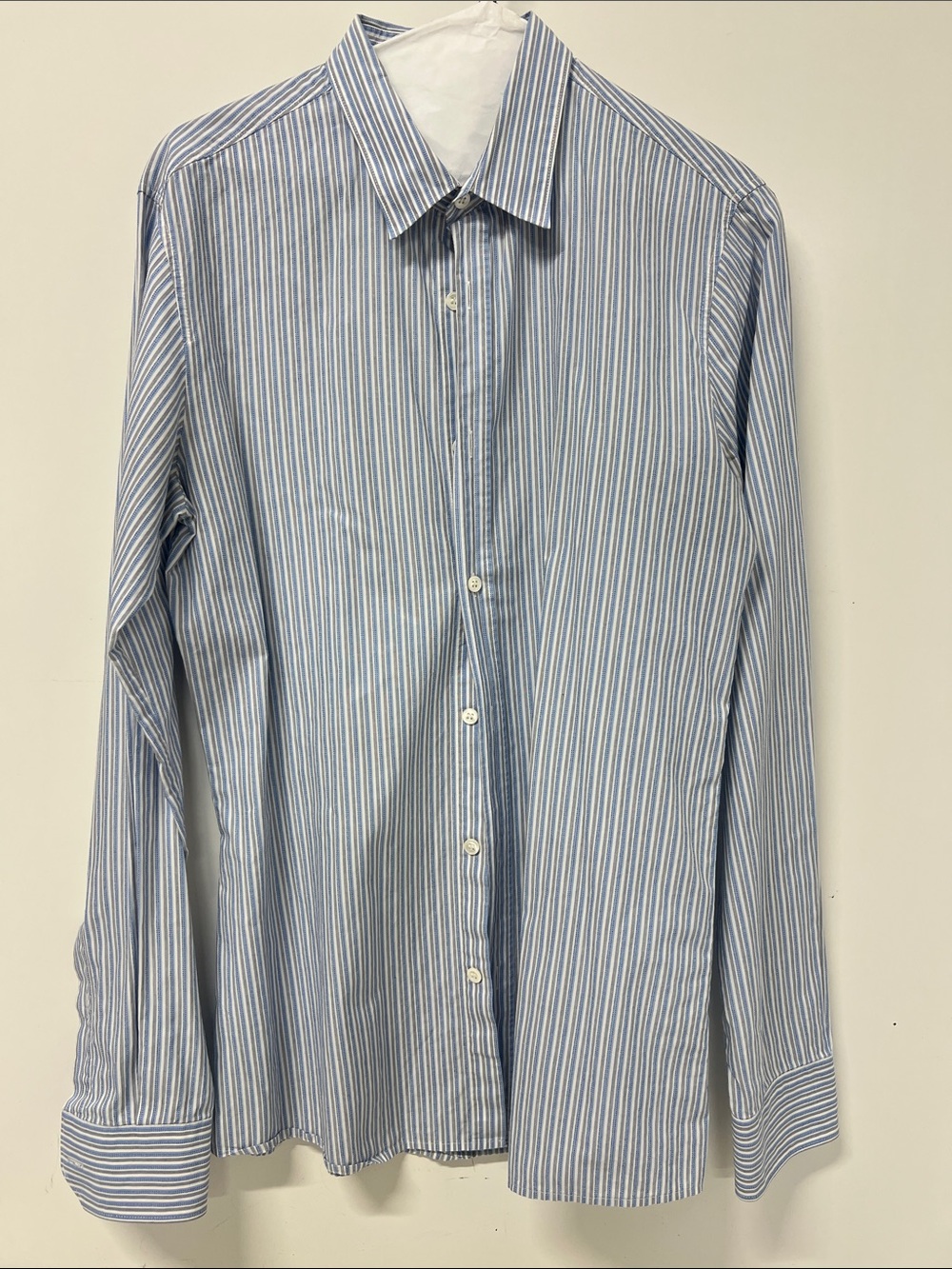 Hugo Boss, Slim Line, Button Down, Small, Long Sleeve, Striped Blue, Gray & Whit